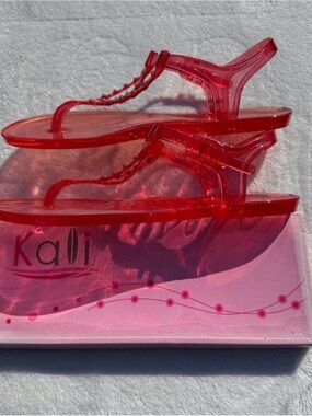 Kali Red Jelly T-Strap Sandals